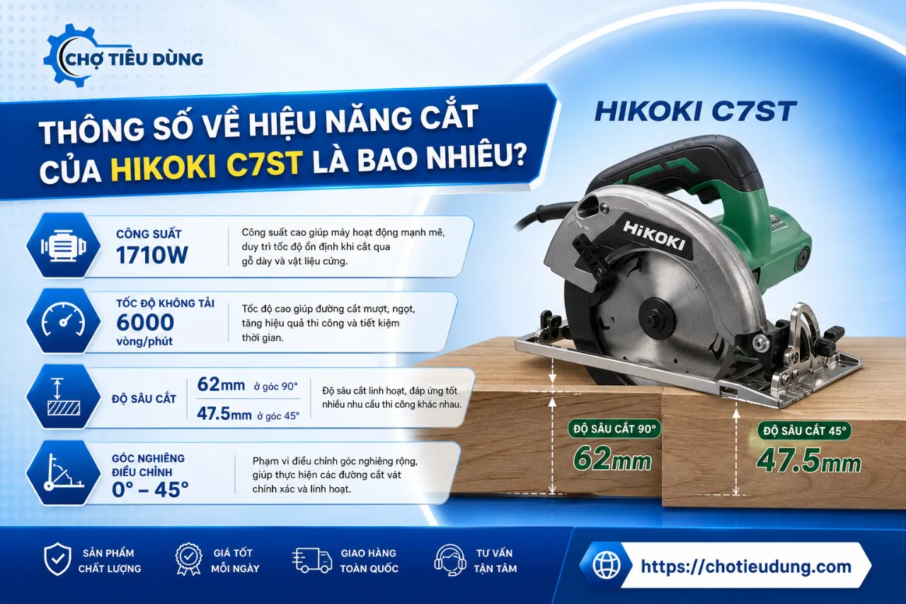 Thông Số Về Hiệu Năng Cắt Của Hikoki C7ST Là Bao Nhiêu?