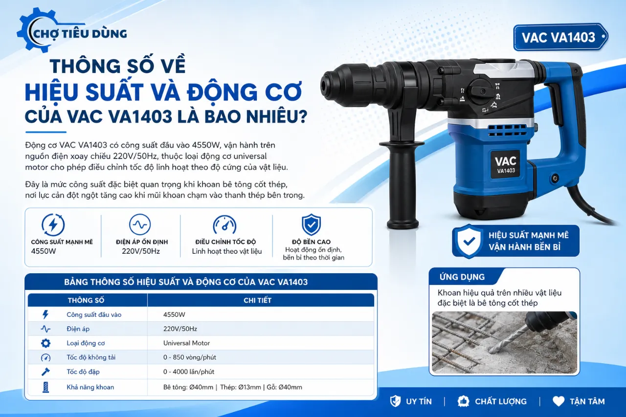 Thông Số Về Hiệu Suất Và Động Cơ Của VAC VA1403 Là Bao Nhiêu?