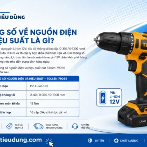 Máy Khoan Pin Tolsen 79036: 12V, Mâm Cặp 10mm, Không Chìa
