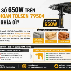 Máy khoan Tolsen 79504: 650W, đầu kẹp 13mm, 48000bpm