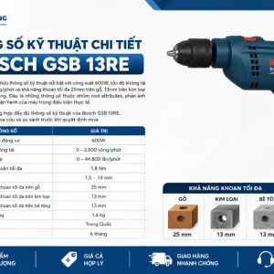 Máy khoan động lực Bosch GSB: 13RE, đầu cặp 13mm