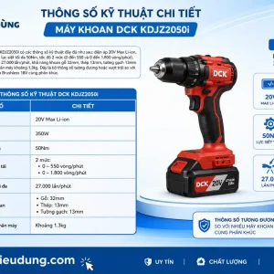 Máy khoan DCK KDJZ2050i: 20V, Brushless 50Nm