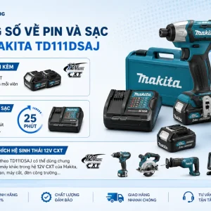 Máy vặn vít Makita TD111DSAJ: 12V, BL, lực siết 135Nm