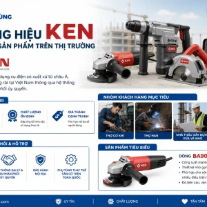 Máy Mài Góc Ken BA9010A: 100mm, Không Chổi Than 12.000 Vòng/Phút