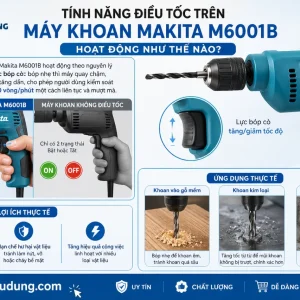 Máy Khoan Makita M6001B: 450W, Đầu Cặp 10mm Điều Tốc