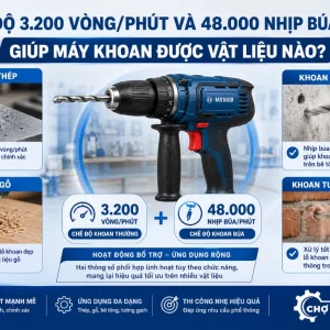 Máy khoan Makita M8100B: Công suất 710W, tốc độ 3.200 vòng/phút