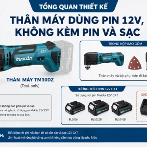 Máy cắt đa năng Makita TM30DZ: Pin 12V, 6.000–20.000 l/p