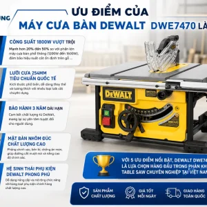 Máy cưa bàn DeWalt DWE7470: 1800W, lưỡi 254mm, cắt sâu 76.2mm