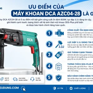 Máy khoan bê tông DCA AZC04-28: 820W, lực đập 3.3J
