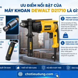 Máy khoan DeWalt D21710: 600W, khoan bê tông 16mm