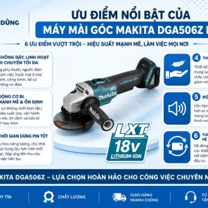 Máy mài góc Makita DGA506Z: 18V, BL, đá 125mm