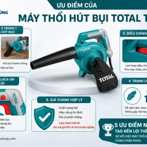 Máy thổi hút bụi Total TB2086: 800W, lưu lượng 4.5m³/phút
