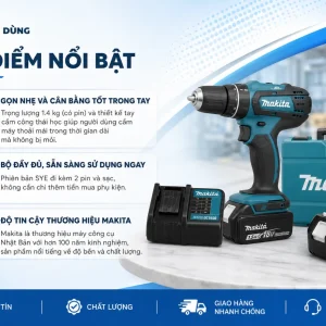 Máy khoan Makita DHP343SYE: 14.4V, lực siết 36Nm