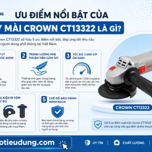 Máy mài Crown CT13322: 600W, 100mm, 11.000 v/p