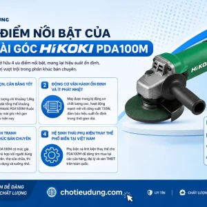 Máy mài góc Hikoki PDA100M: 715W, đá 100mm