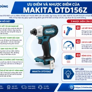 Máy bắt vít Makita DTD156Z: 18V, 155Nm, thân gọn 143mm