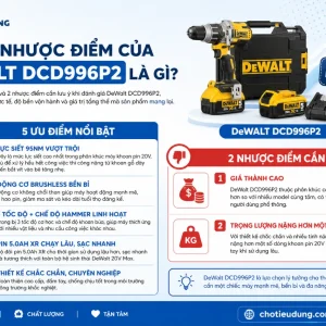 Máy khoan DeWalt DCD996P2: Không chổi than, lực siết 95Nm