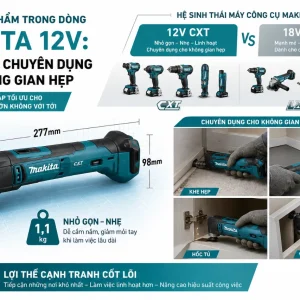 Máy cắt đa năng Makita TM30DZ: Pin 12V, 6.000–20.000 l/p