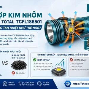 Đèn LED Total TCFL186501: Chiếu xa 200m, pin 18650