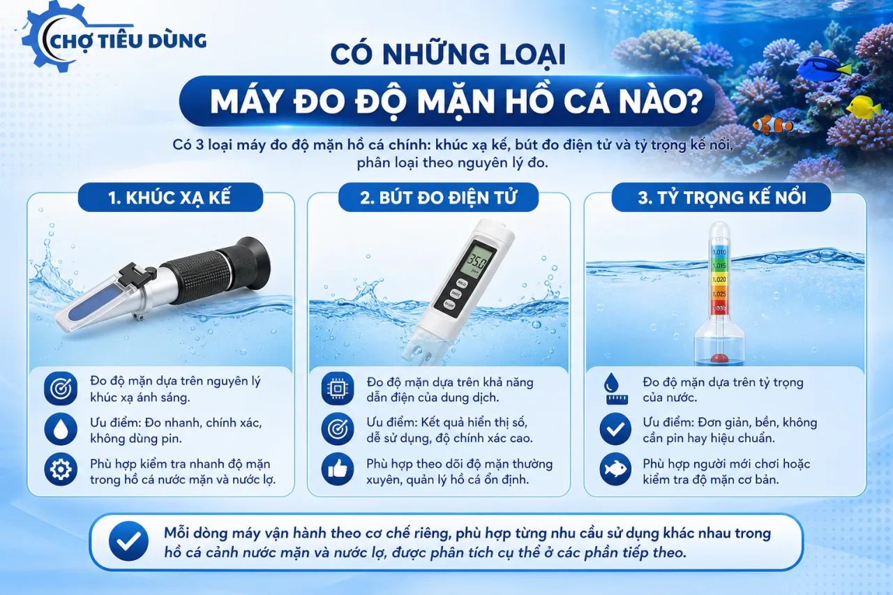 Có Những Loại Máy Đo Độ Mặn Hồ Cá Nào