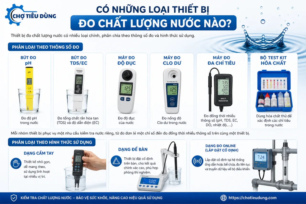 Có những loại thiết bị đo chất lượng nước nào