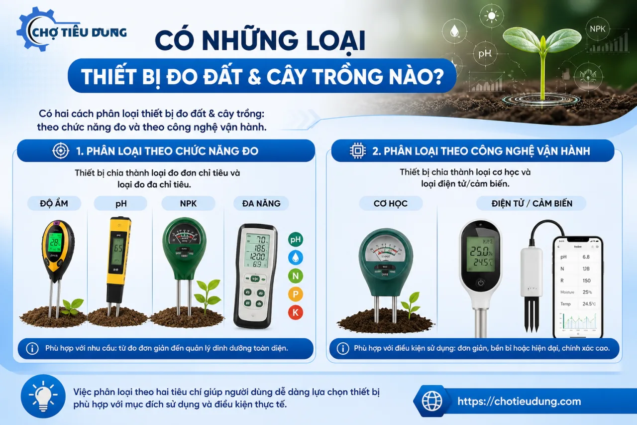 Có Những Loại Thiết Bị Đo Đất & Cây Trồng Nào