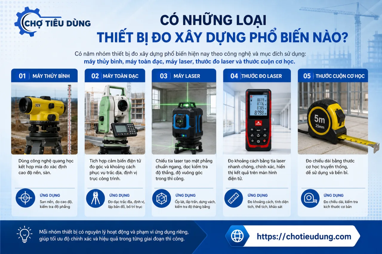 Có Những Loại Thiết Bị Đo Xây Dựng Phổ Biến Nào