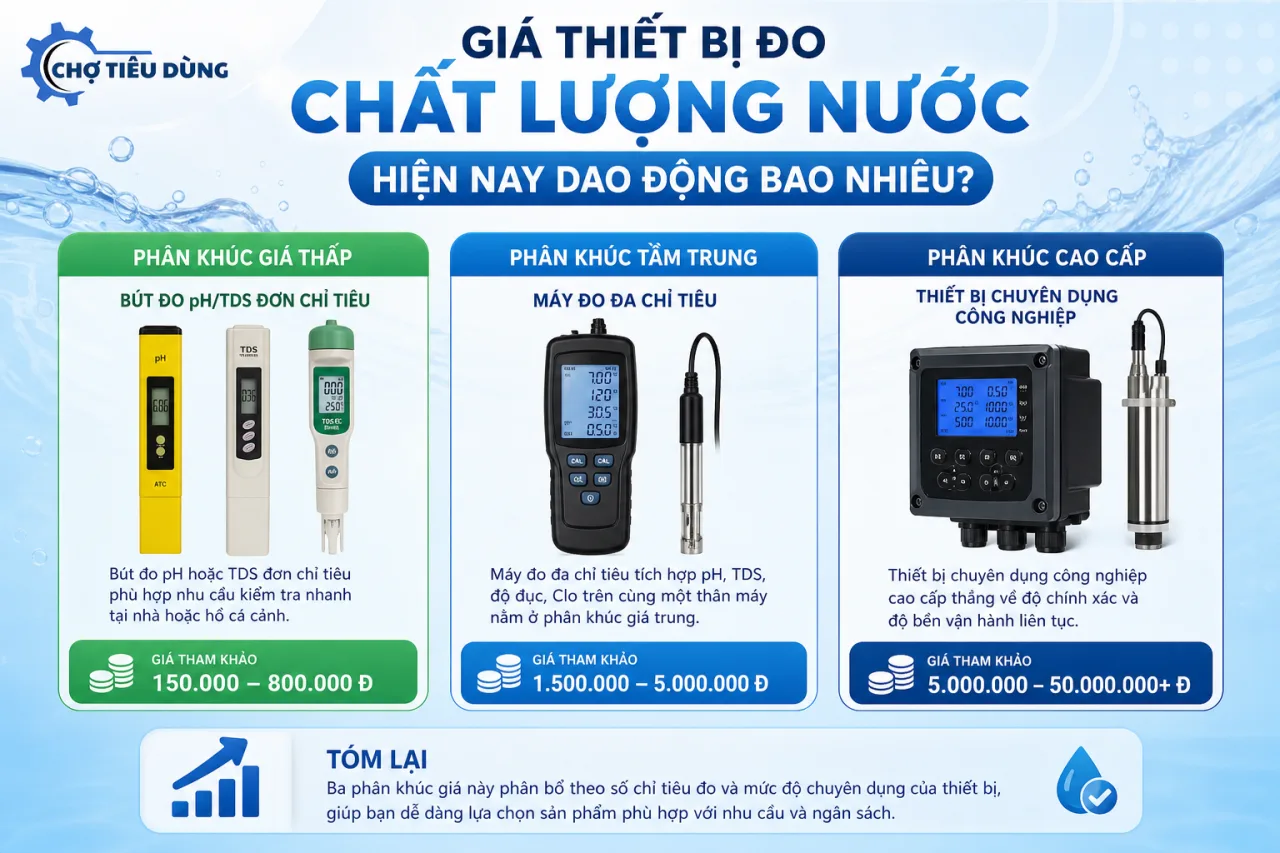 Giá thiết bị đo chất lượng nước hiện nay dao động bao nhiêu