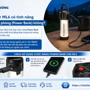 Ledlenser ML6 có tính năng sạc pin dự phòng (Power Bank)
