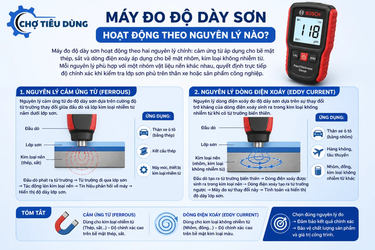 Máy đo độ dày sơn hoạt động theo nguyên lý nào