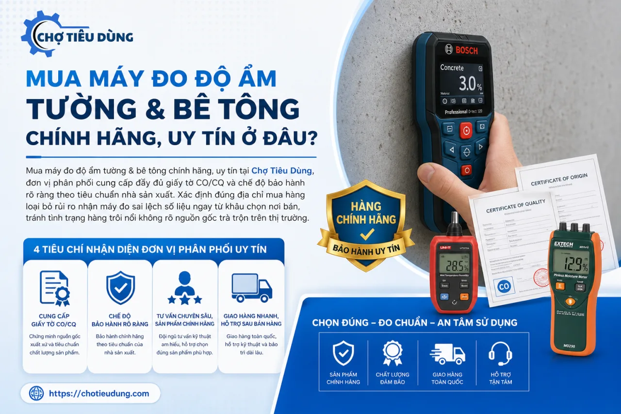 Mua máy đo độ ẩm tường & bê tông chính hãng, uy tín ở đâu
