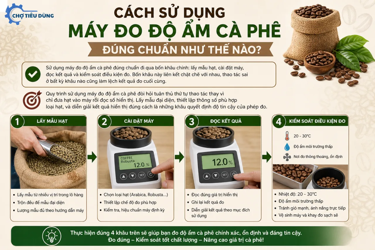 sử dụng máy đo độ ẩm cà phê đúng chuẩn