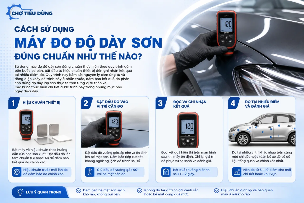 sử dụng máy đo độ dày sơn đúng chuẩn