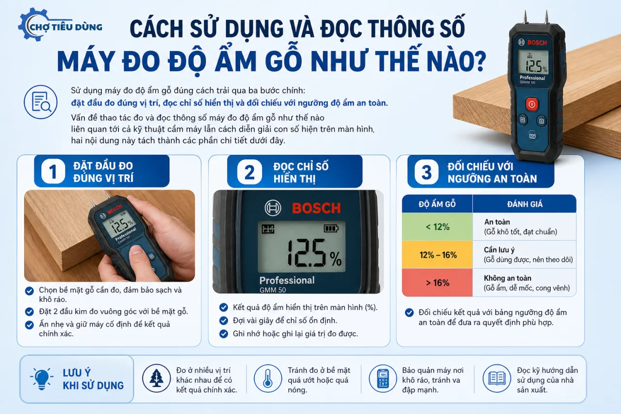 sử dụng và đọc thông số máy đo độ ẩm gỗ