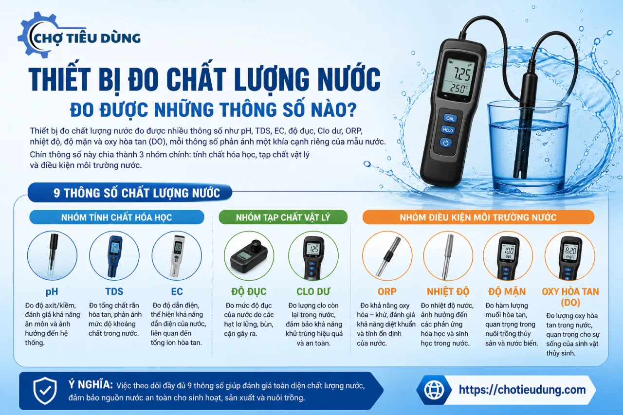 Thiết bị đo chất lượng nước đo được những thông số nào