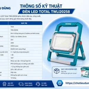 Thông số kỹ thuật của đèn LED Total TWLI20258 gồm những gì