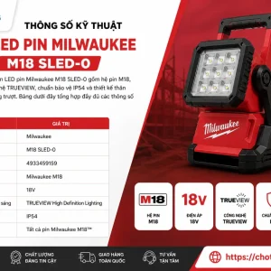 Thông số kỹ thuật đèn LED pin Milwaukee M18 SLED-0