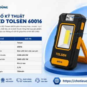 Thông số kỹ thuật đèn LED Tolsen 60016
