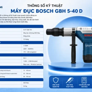 Thông số kỹ thuật Máy đục Bosch GBH 5-40 D