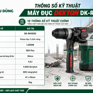 Thông số kỹ thuật Máy đục Dekton DK-RH3002 gồm những gì