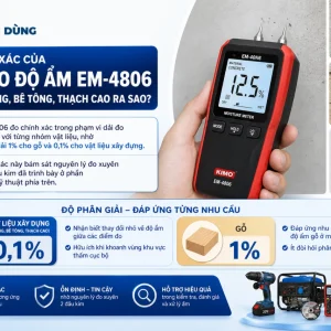 Độ chính xác của máy đo độ ẩm EM-4806 khi đo tường, bê tông, thạch cao
