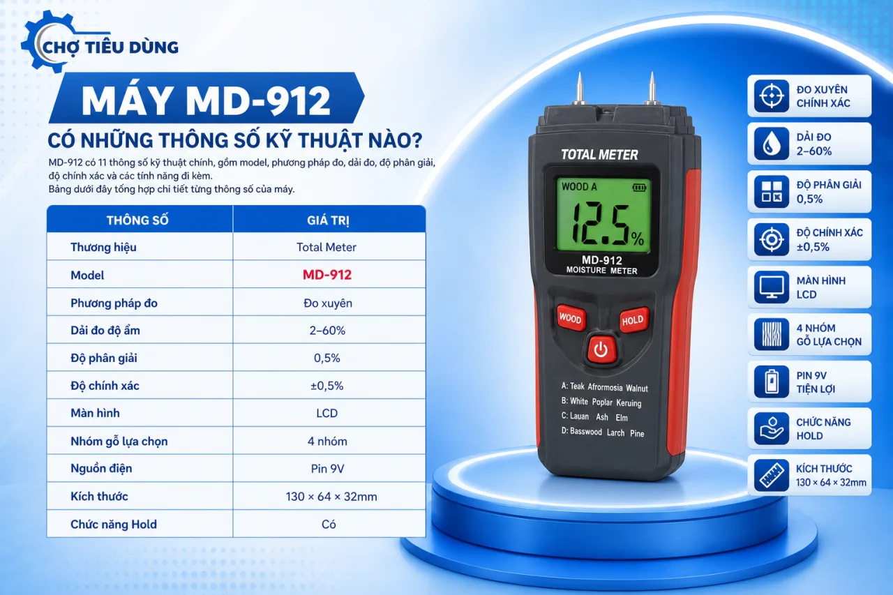 Máy MD-912 có những thông số kỹ thuật nào Máy MD-912 có những thông số kỹ thuật nào