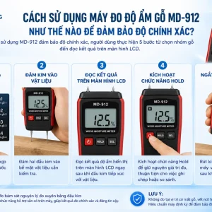 sử dụng máy đo độ ẩm gỗ MD-912 như thế nào để đảm bảo độ chính xác