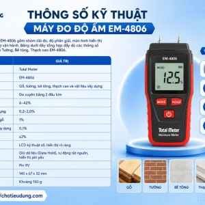 Thông số kỹ thuật của máy đo độ ẩm EM-4806 gồm những gì