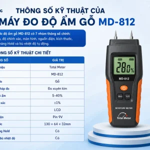 Thông số kỹ thuật của Máy đo độ ẩm gỗ MD-812 gồm những gì