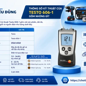 Thông số kỹ thuật của Testo 606-1 gồm những gì